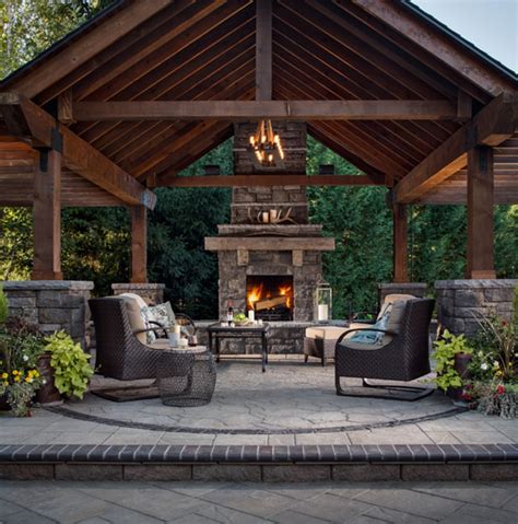 Patio Backyard Barbecue Porch Marvelous Rustic Outdoor Fireplace Designs For Your Kitchens And