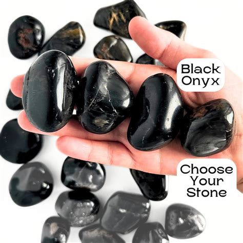 Black Onyx Crystal Large Tumbled Onyx Palm Stone Tumbled Black Etsy