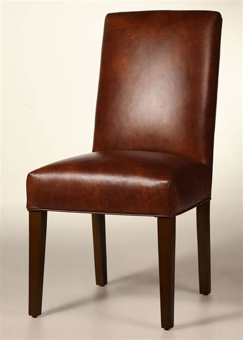 A leather dining chair can warm just about any room. Bristol - Straight Back Leather Dining Chair with Tapered ...