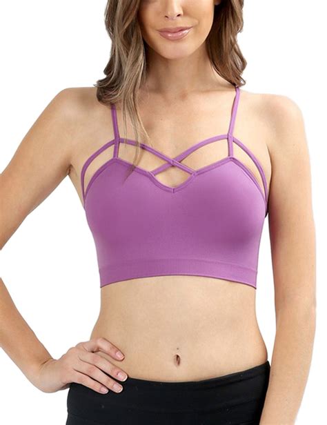 women s seamless front criss cross strap sports bralette kogmo