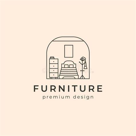 Furniture Interior Logo Line Art Vector Symbol Illustration Design