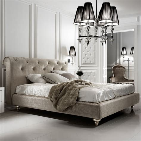 Designer Button Upholstered Velvet Italian Bed Juliettes Interiors