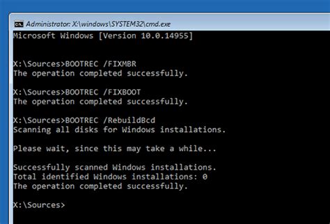 Bootrec Rebuildbcd Total Identified Windows Installations 0