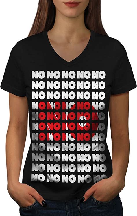 Amazon Com Wellcoda Just No No Pattern Womens V Neck T Shirt
