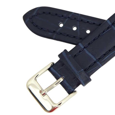 20mm Padded Navy Blue Leather Watch Band