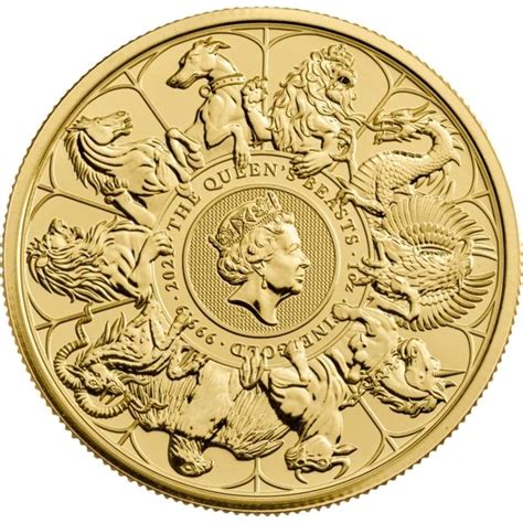 1 Oz 2021 Royal Mint Queens Beasts Completer Gold Coin Border Gold
