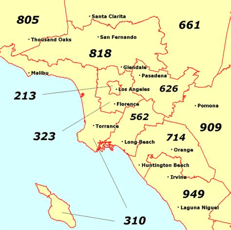 Los Angeles Area Code Map