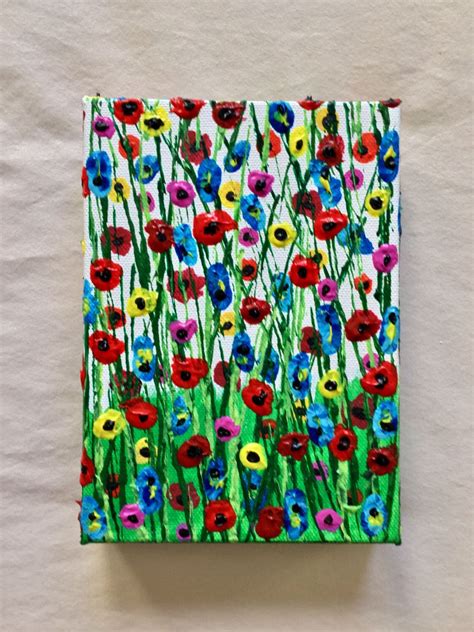 Abstract Flower Painting - Textured Painting- Acrylic Painting - Mini Painting - 5 X 7 painting ...