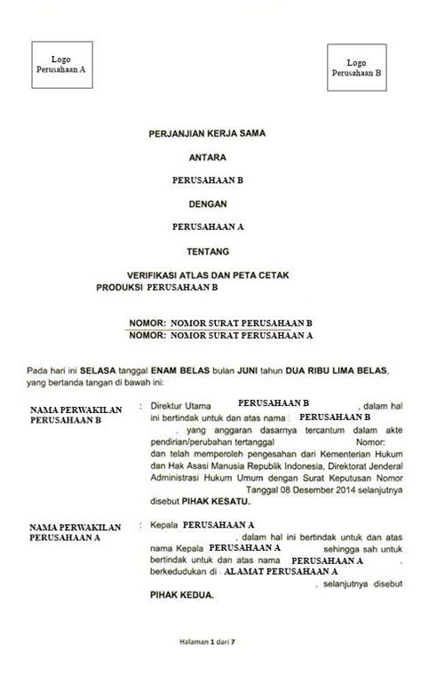 Mou Contoh Surat Perjanjian Kerjasama