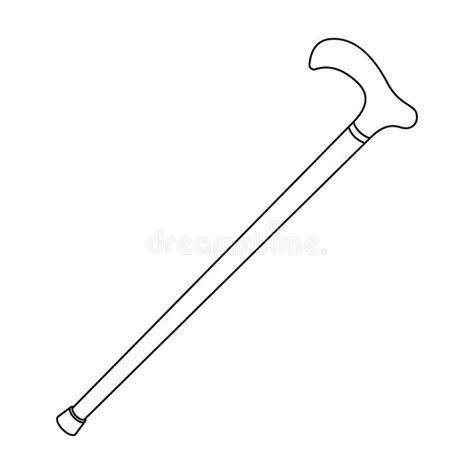 Cane For Walkingold Age Single Icon In Outline Style Vector Symbol