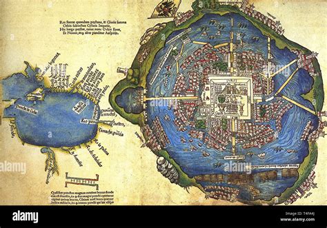 Mapa De La Ciudad De Isla De Tenochtitlán Y Del Golfo De México