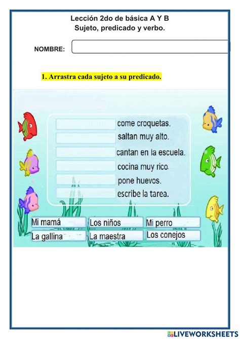 Sujeto Predicado Y Verbo Interactive Worksheet Live Worksheets