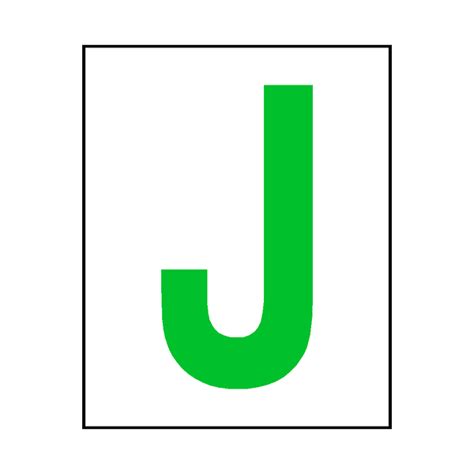 Letter J Sticker Green Safety Uk