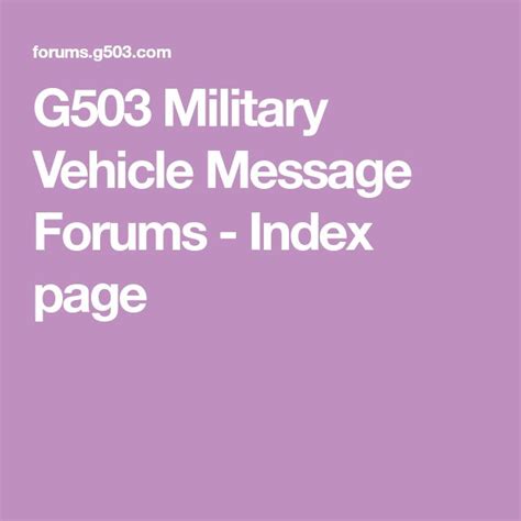 G503 Military Vehicle Message Forums Index Page Military Vehicles