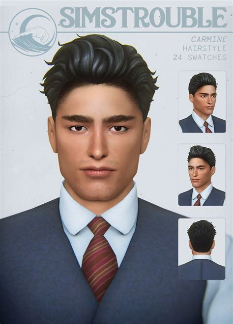 Carmine By Simstrouble Simstrouble Sims 4 Hair Male Sims Hair