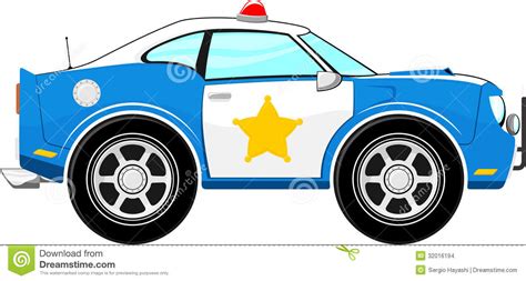 Funny Blue Police Car Cartoon Stock Vector Illustration Of Patrol