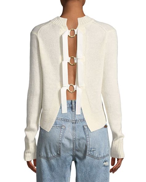Derek Lam 10 Crosby Long Sleeve Pullover Sweater With Back Ring Detail