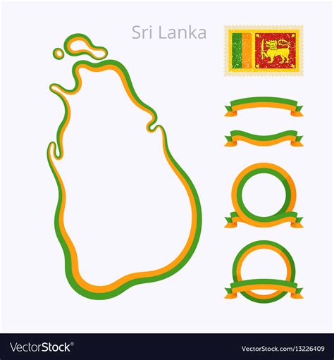 Sri Lanka Outline Map And Ribbons Royalty Free Vector