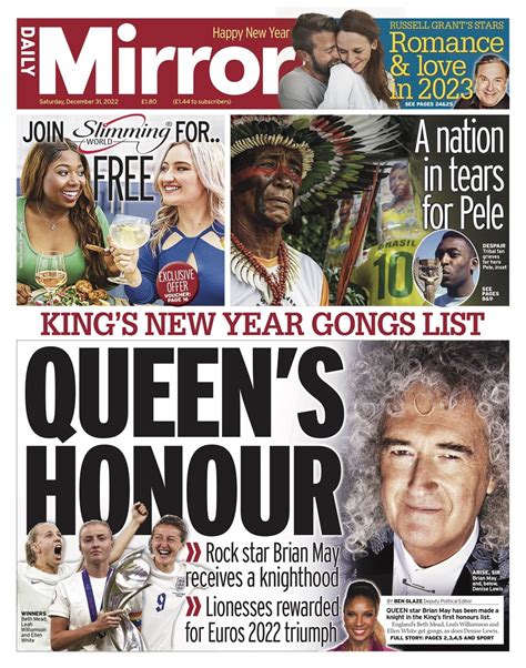 Daily Mirror Front Page 31st Of December 2022 Tomorrow S Papers Today