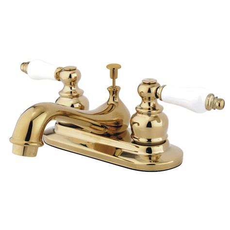 Centerset bathroom sink faucets generally install in 3 hole bathroom sinks where the outer two holes measure 4 inches from center to 4 inch spread centerset lavatory faucets are perfect for any bathroom! Kingston Brass Restoration 4 in. Centerset 2-Handle ...