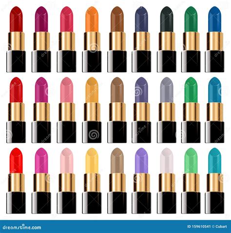 Collection Of Lipsticks Of Different Colors And Shades Isolated From