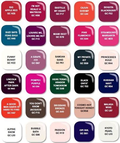 Whoever has been a opi fan definitely has tried out this shade and it is their signature red nail paint. 17 Best images about OPI nail polish color chart on ...