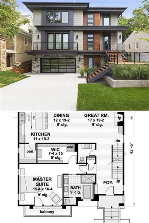 Two Story Bedroom Modern Pacific Southwest Home Floor Plan Two Story House Design House