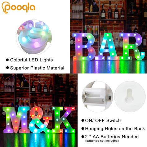 Buy Pooqla Colorful Led Marquee Letter Lights With Remote Light Up