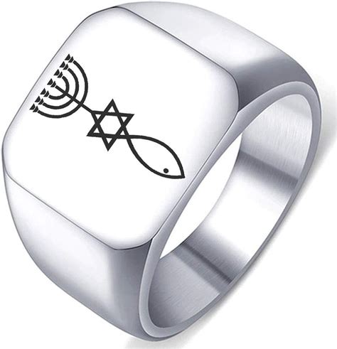 Dacai Engraved Messianic Judaism Seal Stainless Steel Mens Womens