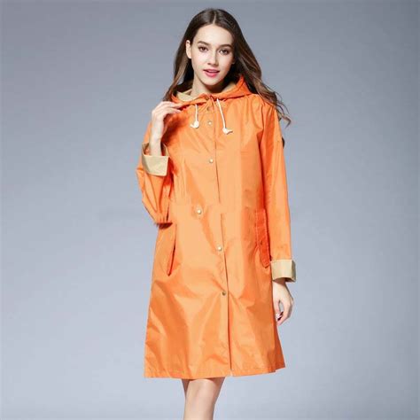 Waterproof Women Raincoat Hooded Long Rain Jacket Breathable Rain Coat