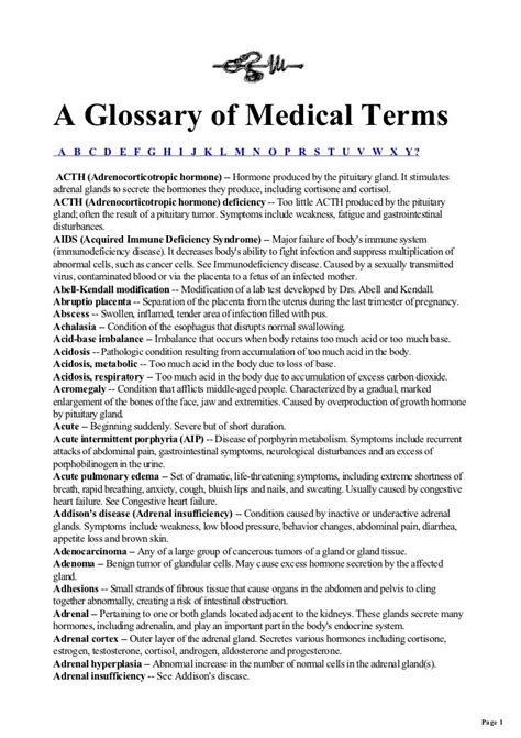 Glossary Of Medical Terms