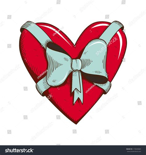 Heart Bow Isolated On White Sketch Stock Vector Royalty Free 173049683 Shutterstock