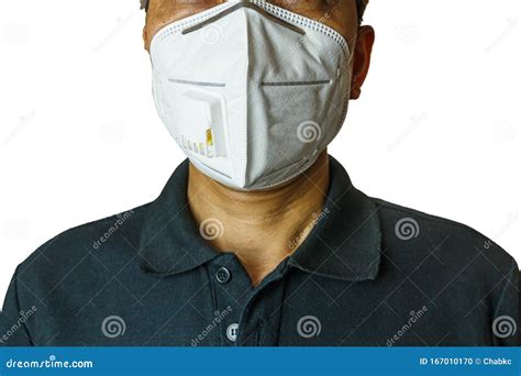 Men Wearing Facial Filter Face Mask Ecology Air Pollution Stock
