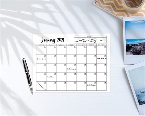 Minimalist Monthly Calendar Undated Printable L Simple Fill In Etsy