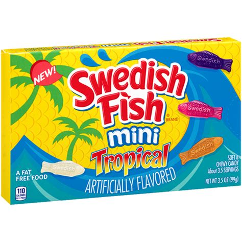 Swedish Fish Mini Tropical Soft And Chewy Candy 35 Oz Theater Box