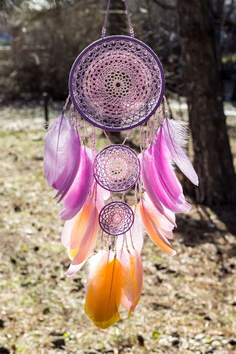 Handmade Dream Catcher With Feathers Threads And Beads Rope Hanging