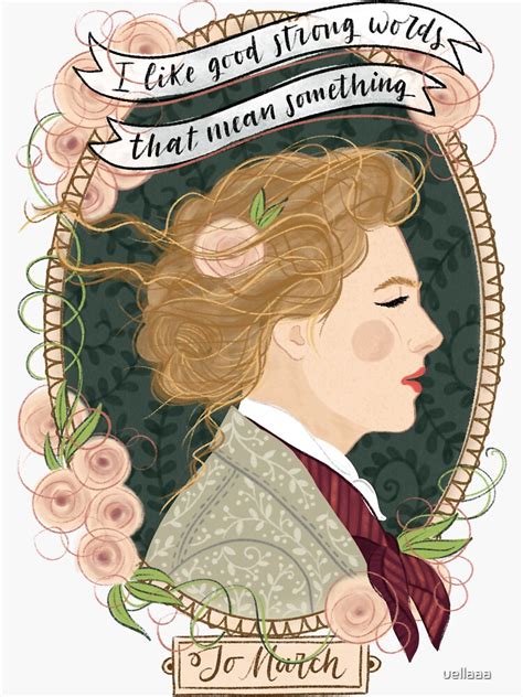 Little Women Potraits Jo March Botanical Illustration Sticker For