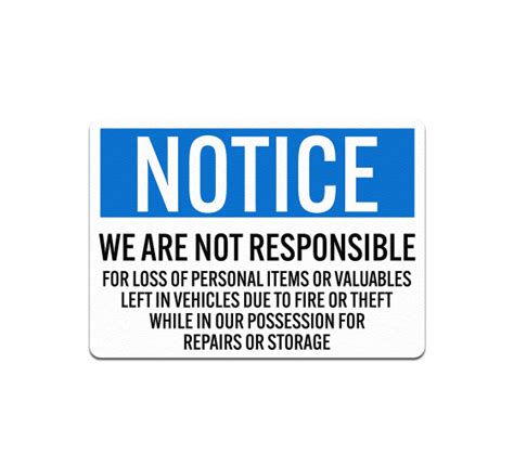 Shop For We Accept No Responsibility Sign Best Of Signs