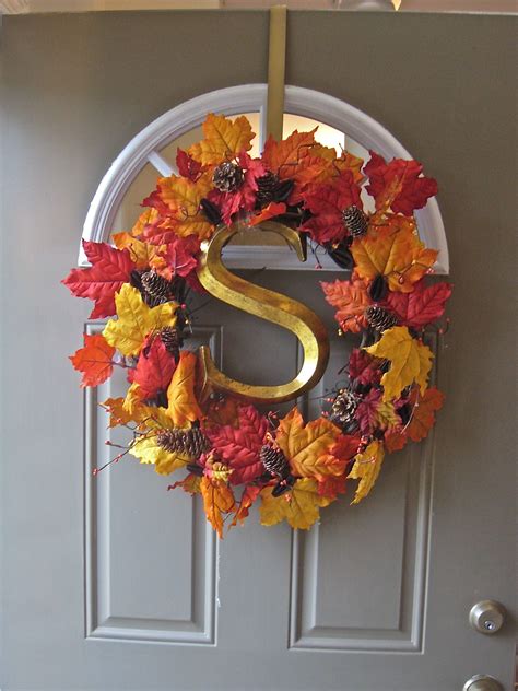 fall initial wreath great saturday afternoon project bought the s initial at hobby lobby