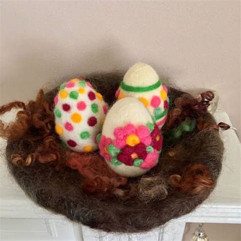 Needle Felted Easter Egg Nest Wool Felted Easter Eggs Easter Etsy
