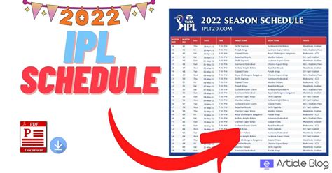 IPL Schedule Group PDF Date Venue