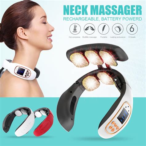 Buy 6 Heads U Shaped Electric Neck Massager Pulse Back Power Control Far Infrared Heating Pain