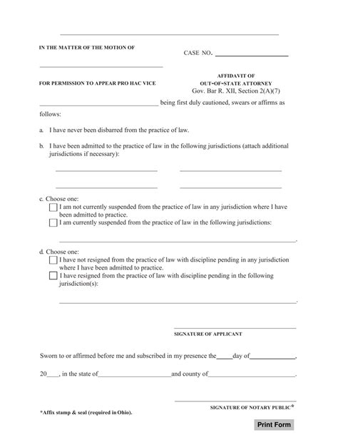 Ohio Affidavit Of Out Of State Attorney Fill Out Sign Online And