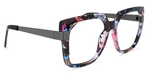 zeelool stylish floral oversized thick square eyeglasses frame for women with non prescription