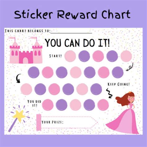 Princess Sticker Reward Chart Sticker Reward Chart Reward Etsy