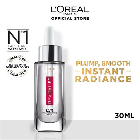 0.5 percent macro acids, which hold 1,000 times their weight in water to hydrate and smooth the. L'Oreal Paris Revitalift Hyaluronic Acid Plumping Serum ...