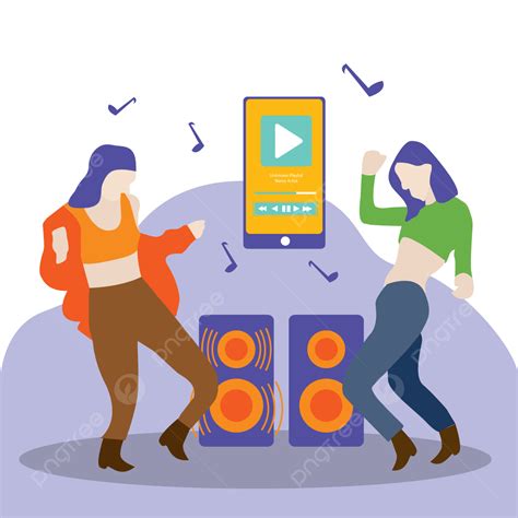 Girl Listen Music Vector Png Images Two Girl Dancing Listen To Music