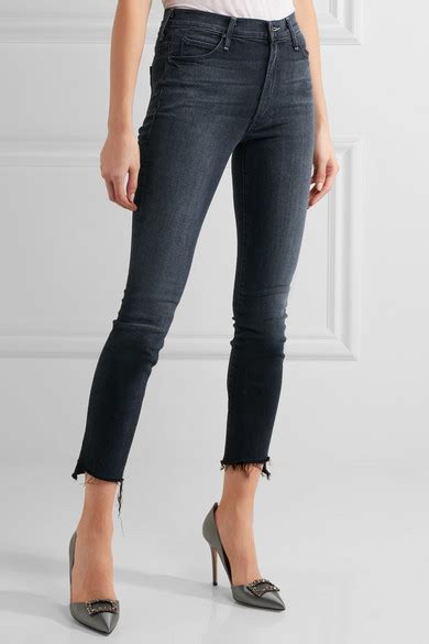 Mother The Stunner Frayed High Rise Skinny Jeans Net A Porter Com