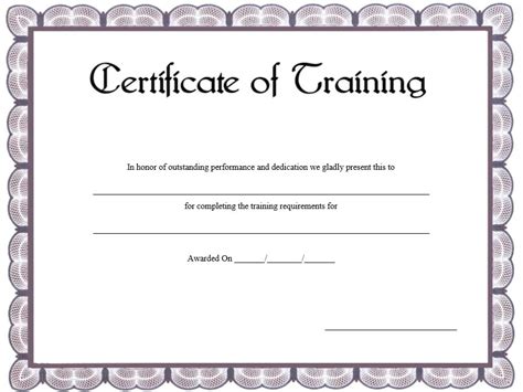 11 Free Sample Training Certificate Templates Printable Samples