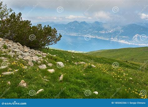 Panorama Landscape From Mount Baldo To Lake Garda Stock Photo Image